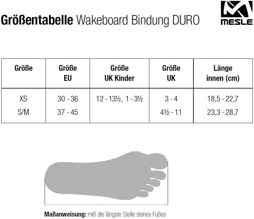 Mesle Wakeboard-Bindung Duro, Open Toe Boots, Grösse 30-45 EU, Schuhe, schwarz Junior, Junior