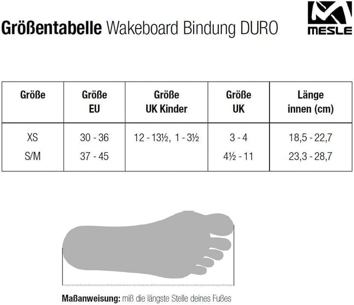Mesle Wakeboard-Bindung Duro, Open Toe Boots, Grösse 30-45 EU, Schuhe, schwarz Junior, Junior