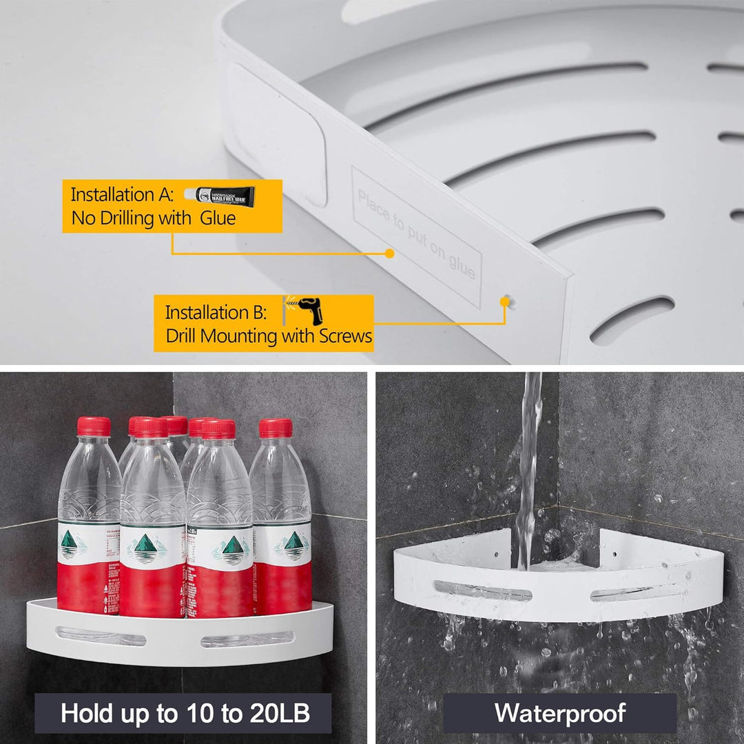 Hoomtaook Duschablage Duschregal Weiss Ohne Bohren Ecke, Badezimmer Regal Badregal Aluminium Duschko