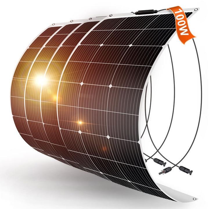 DOKIO 400W Solarpanel Flexibel 4 * 100W Monokristalline Solarmodule ideal für Wohnmobil, Camping, Ga
