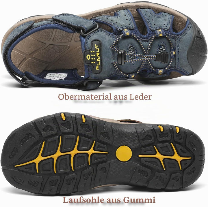 FLARUT Sandalen Herren Outdoorsandalen Trekkingsandalen Wander | Echtleder,Geschlossene Zehe,Rutschf
