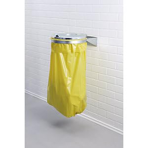 Certeo | Wand-Müllsackhalter | für Volumen 120 L | VErzinkt | Stahldeckel