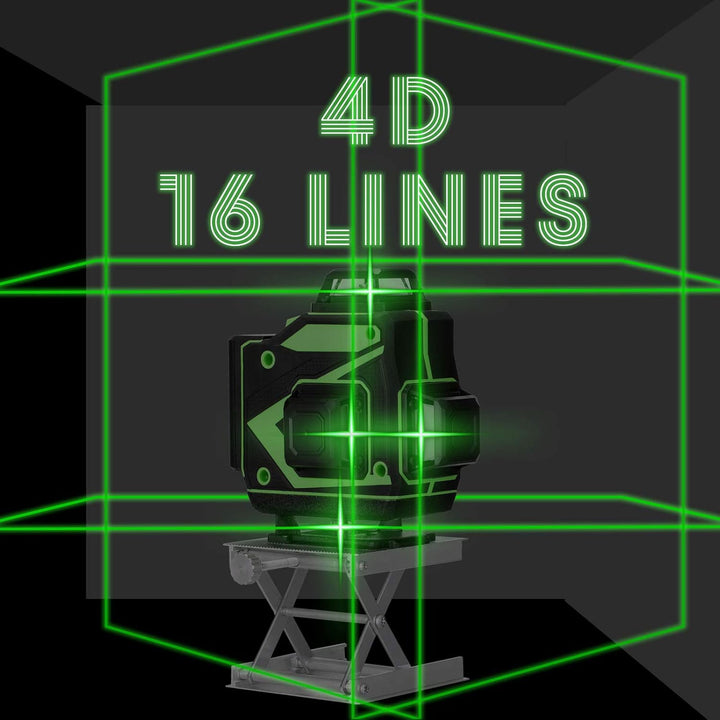 Kreuzlinienlaser, 4x360° Selbstnivellierender Grüner Laser-Wasserwaage, 4D-Rotationslaser mit 16 Lin