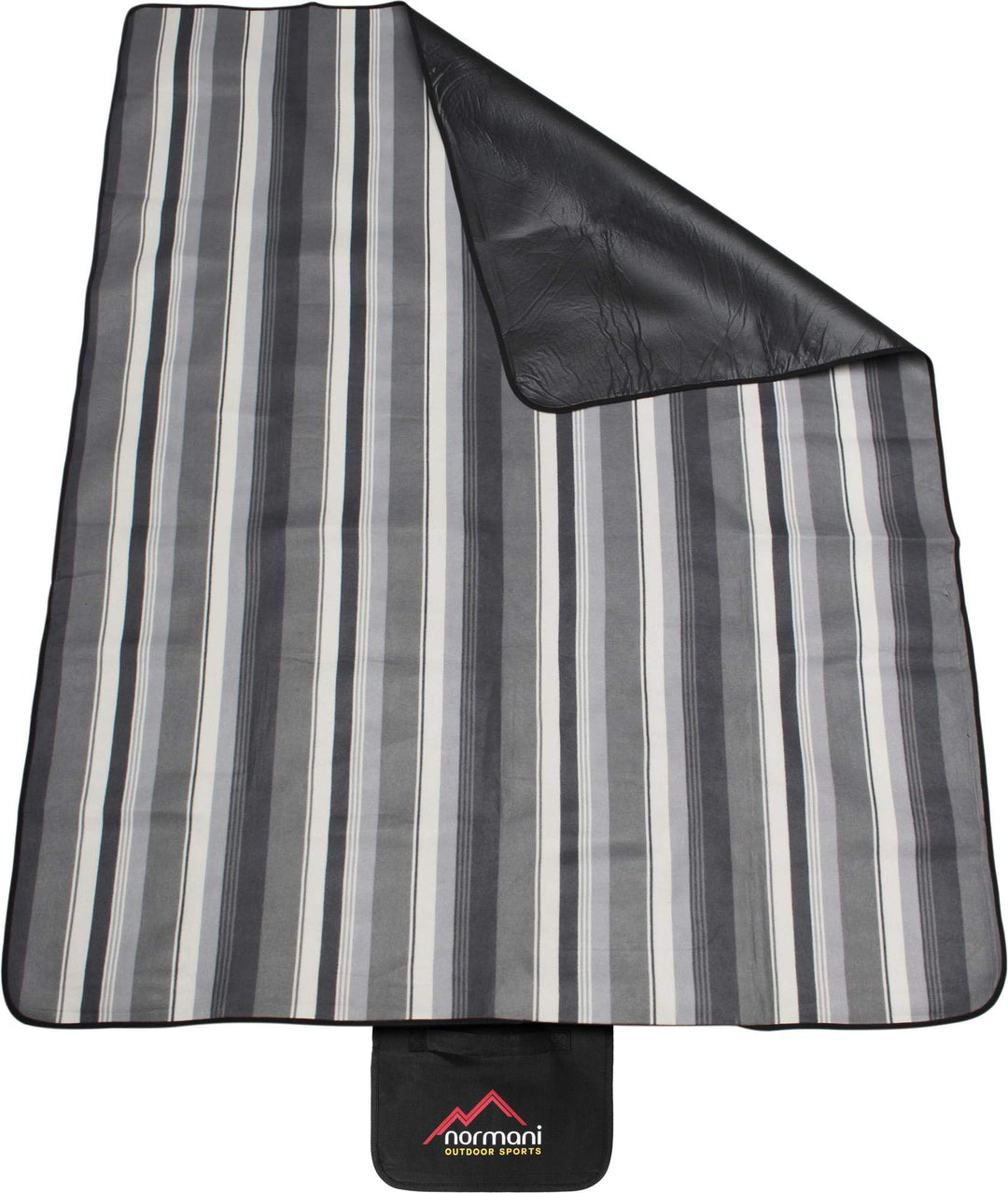 normani Outdoor Campingdecke Fleece mit Tragegriff wasserdicht isoliert Grau Gestreift 140 x 180 cm,