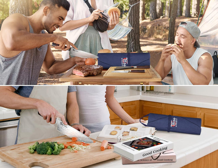 Küchenmessersets, Kochmesserset mit Rolltasche, professionelles japanisches Edelstahlmesserset mit P