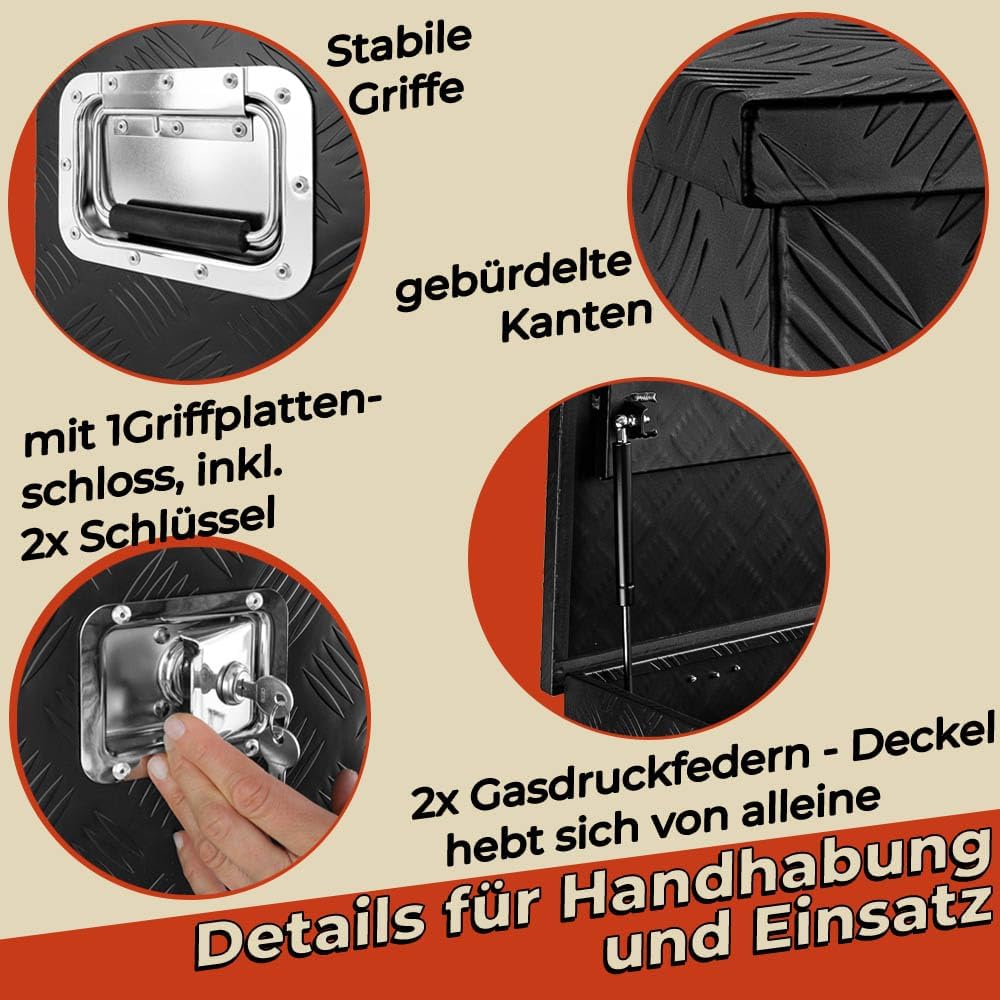 Trucky Truckbox Aluminium Abschliessbar Deichselbox Alu Kiste Anhängerbox Modell 12 (128 x 39 x 46 c