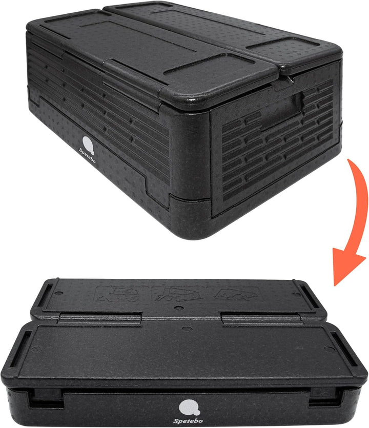 Thermobox gross faltbar schwarz zum Warmhalten und Kühlen - 42 L - Essen Warmhaltebox klappbar 60 x