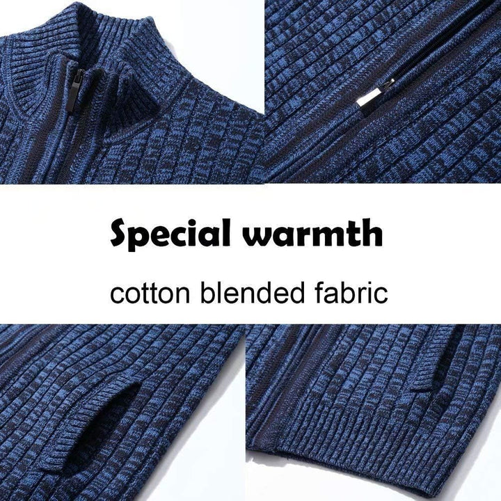 AOLI RAY Herren Strickjacke mit Reissverschluss Cardigan Stehkragen Pullover Feinstrike Sweaters mit