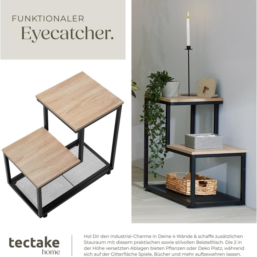 tectake® Industrial Beistelltisch Holz + Metall, Couchtisch 60,5 x 35,5 x 60,5 cm, Deko Wohnzimmer,