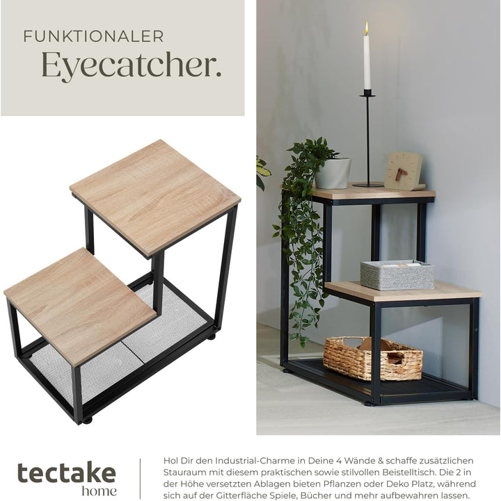 tectake® Industrial Beistelltisch Holz + Metall, Couchtisch 60,5 x 35,5 x 60,5 cm, Deko Wohnzimmer,