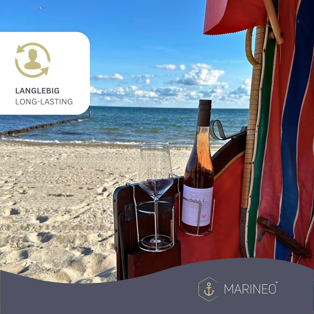 MARINEO Strandkorb Getränkehalter Flaschenhalter Becherhalter Halter für Strandkörbe - für Gläser, B
