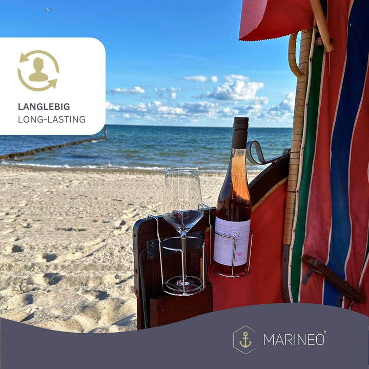 MARINEO Strandkorb Getränkehalter Flaschenhalter Becherhalter Halter für Strandkörbe - für Gläser, B