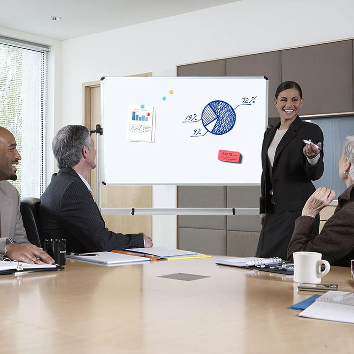 VIZ-PRO Mobiles Whiteboard/Doppelseitige Whiteboard- mit Alurahmen, magnetisch - 110 x 75 cm 1100 x