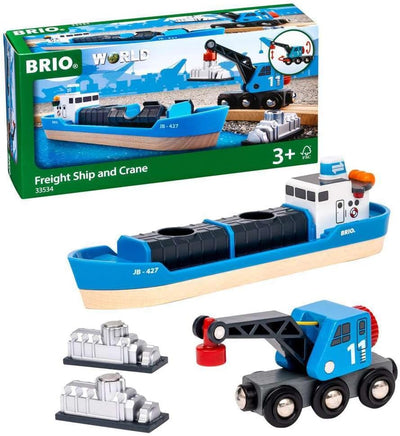 BRIO 33534 - Containerschiff mit Kranwagen Single, Single