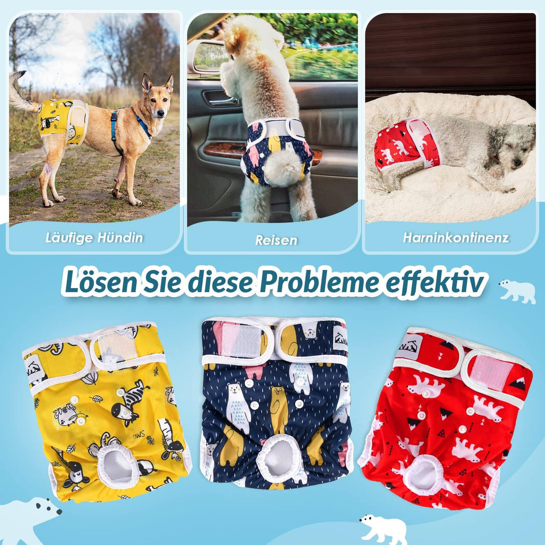 Eyein 3 Stück Hundewindeln für Hündinnen, Wiederverwendbare, Waschbare und Hochsaugfähige Hunde hösc