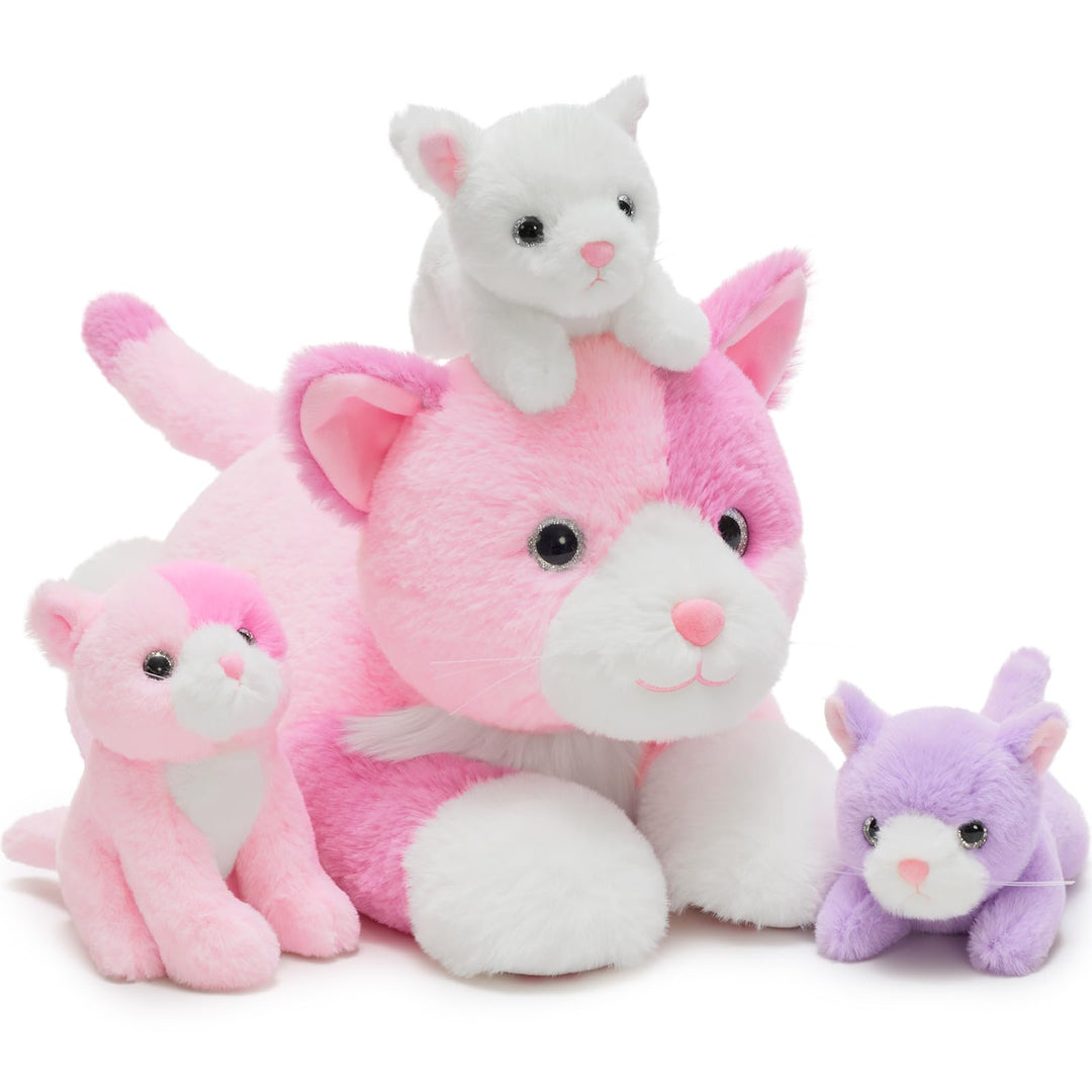 MorisMos gross Katze Kuscheltier mit Baby im Bauch, 35cm Weich Niedliche Katze Stofftier Plüschtier,