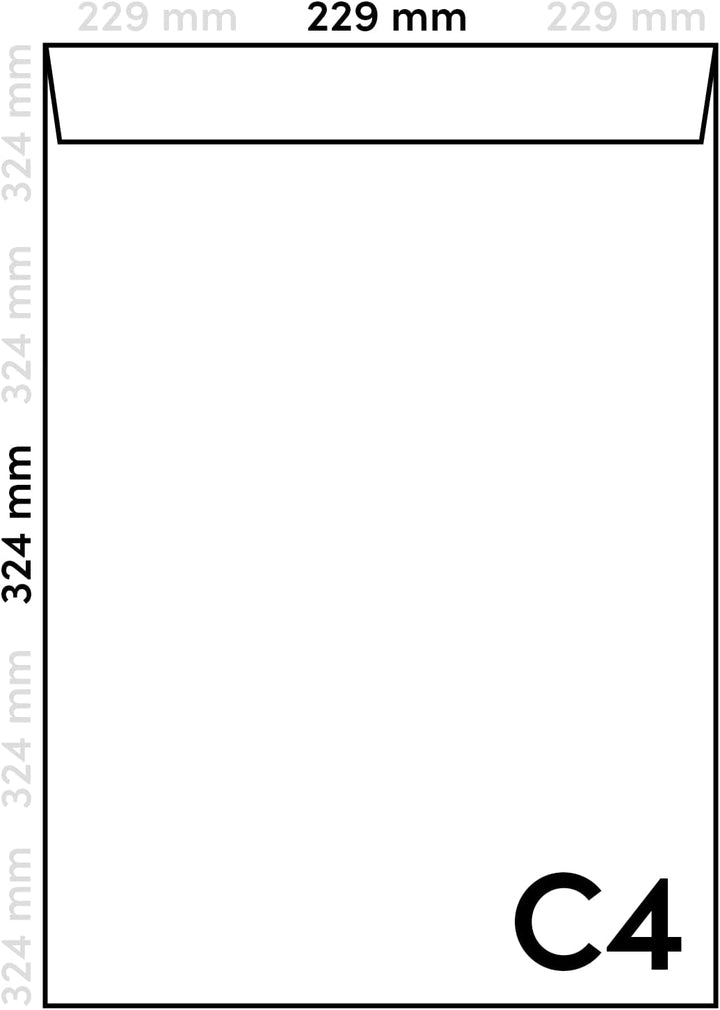 Netuno 250x Versandtasche Weiss DIN C4 229 x 324 mm 90g weisser Briefumschlag gross ohne Fenster haf