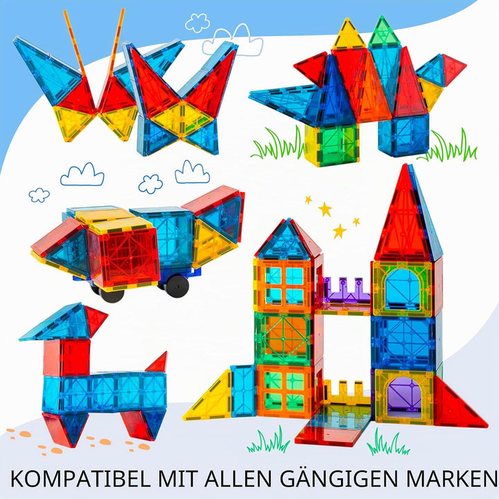 Sunny Auntie Magnetic Tiles 138 PCS, Magnetic Tiles for Kids &amp; Toddlers, Toy for 3 4 5 6 7 8 Year Ol