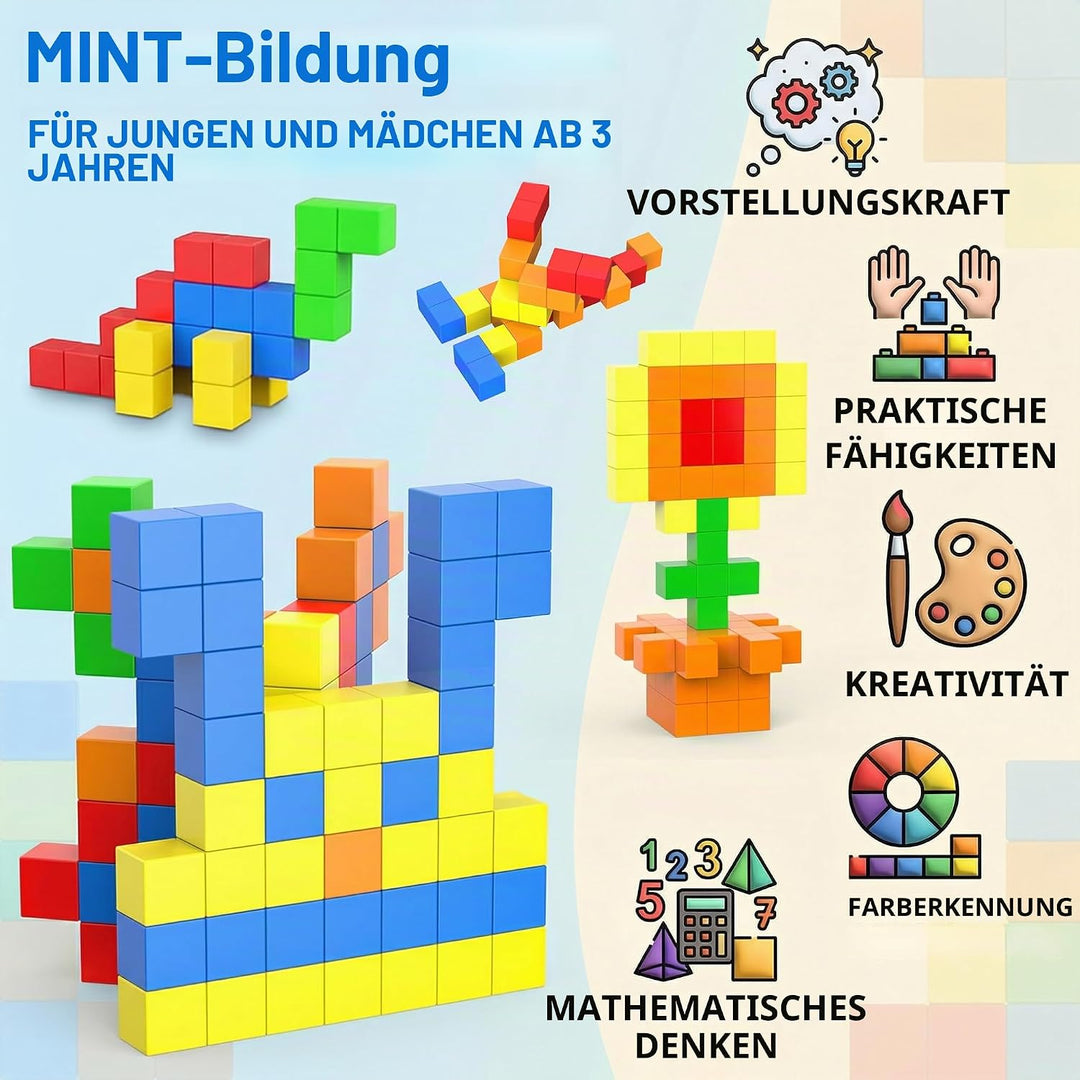ASOK 48PCS Grosse Magnetwürfel Geschenk für 3 4 5 6 Jahre alte Jungen und Mädchen Magnetische Bauste