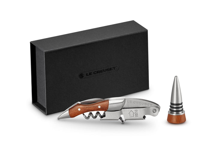 Le Creuset Kellnerkorkenzieher und Verschluss - Geschenkset, GS 190, Kunststoff, Holz, 5981401220956