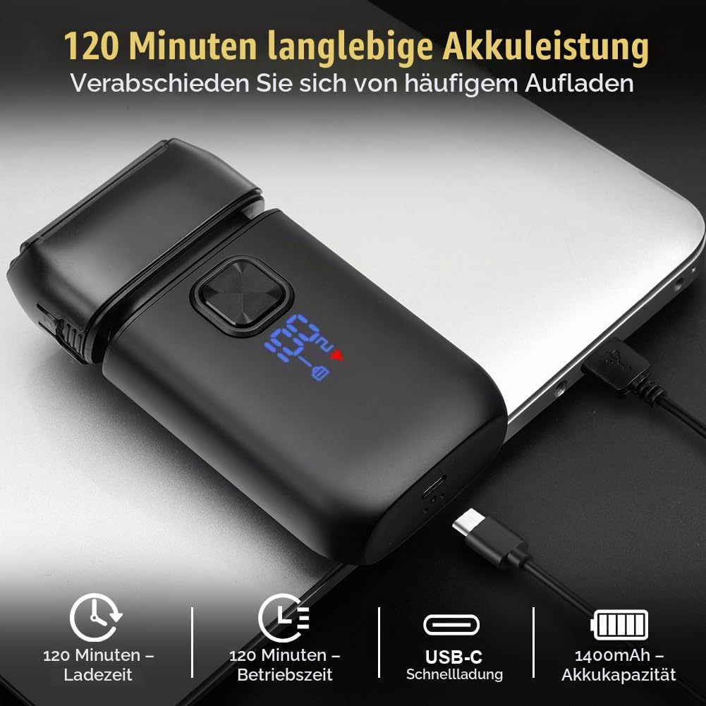 flintronic Rasierer Herren Elektrisch, Wasserdichter Multifunktionaler Elektrischer Rasierer Herren,