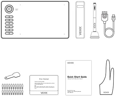 Grafiktablett für PC VEIKK A15 Pro, 10x6 Zoll Zeichentablett mit batterielosem Stift und 12 Express-