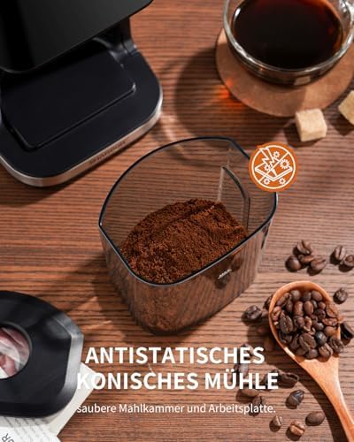 SHARDOR Kaffeemühle Elektrisch mit 51 Mahlgraden, LED-Touchpanel, Elektrische Kaffeemühle Siebträger