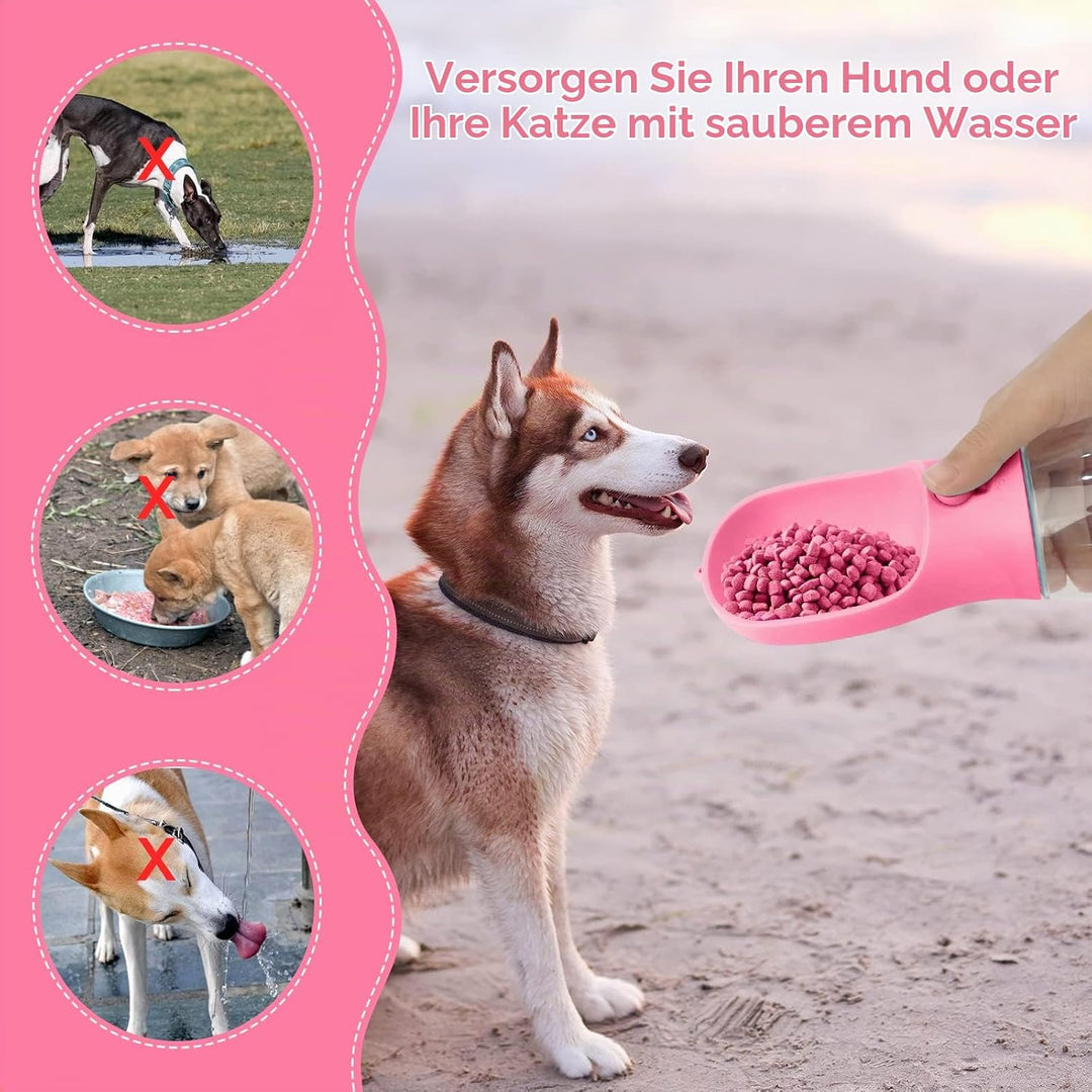 JOPHEK 300ml Tragbare Haustier Trinkflasche, 180°Faltbare Hund Katze Haustiere Auslaufsicher Wasserf
