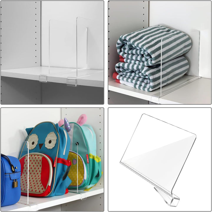 12 Stück Transparente Acryl-Regalteiler, multifunktionaler Regalteiler, Verstellbarer Kleiderorganis