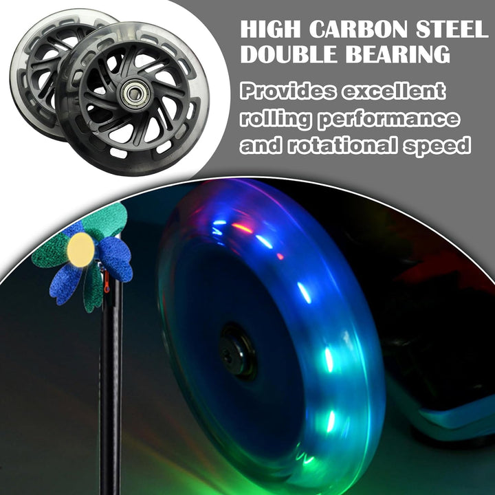 Scooter Rollen,2 Stück Scooter Ersatzräder 120mm Mit Reflektierendes Band,Scooter Inliner Räder Mit