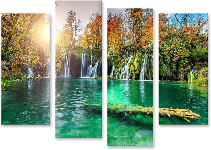 islandburner Bild auf Leinwand Bunte Aututmn Landschaft Wasserfälle Plitvice National Park Kroatien