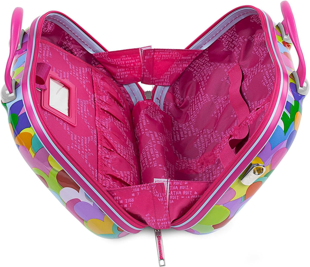 AGATHA RUIZ DE LA PRADA - Grosse Kosmetikkoffer aus starrem Polykarbonat mit Herzdruck. Spiegel-Toil
