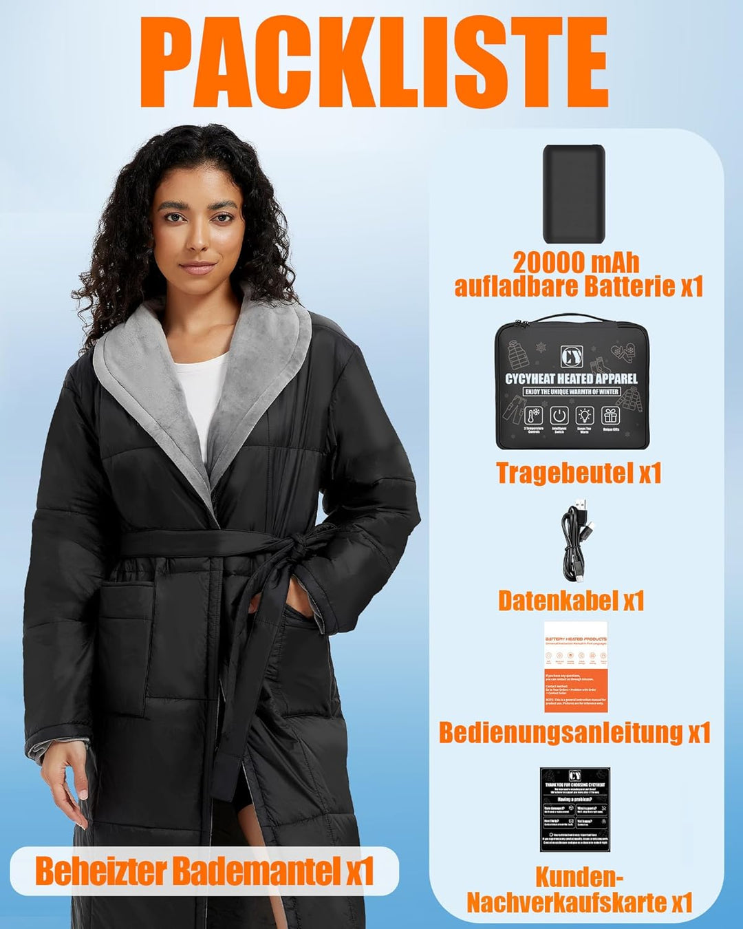 CYCYHEAT Heizdecke mit Ärmeln 20000mAh Akku Kabellos für Herren & Damen – Verbesserte Heiztechnologi