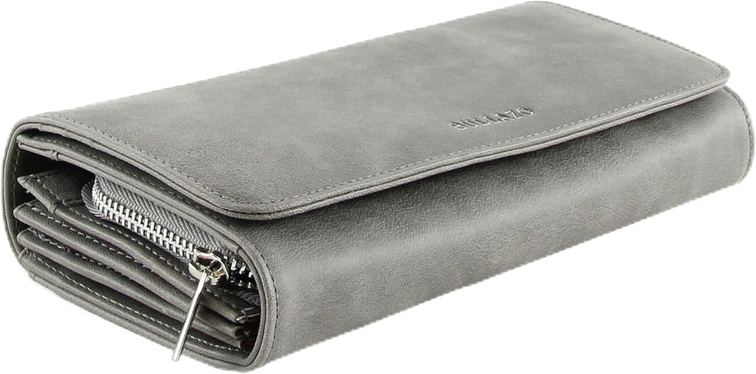 BULLAZO Galano Classic – Edles Damenportemonnaie mit RFID Schutz, Leder Grau, Grau