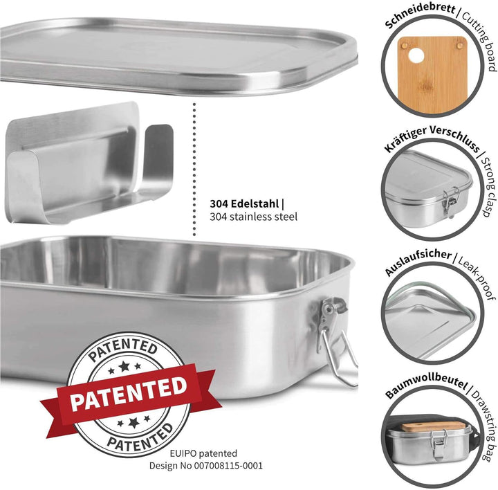 hydro2go® | NEU | Auslaufsichere Edelstahl Brotdose als innovatives Set. BPA- und plastikfreie Lunch