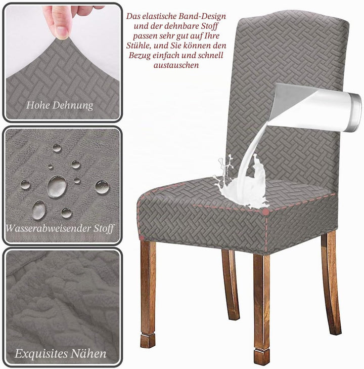 KELUINA Stretch wasserdichte Jacquard mit langem Gitter Esszimmer Stuhlhussen Home Decor, Stuhlhusse