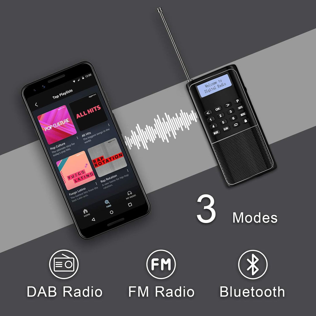 Raddy RD23 Tragbares DAB Radio Klein DAB+ UKW Digitalradio mit Akku taschenradio mit BT Küchenradio