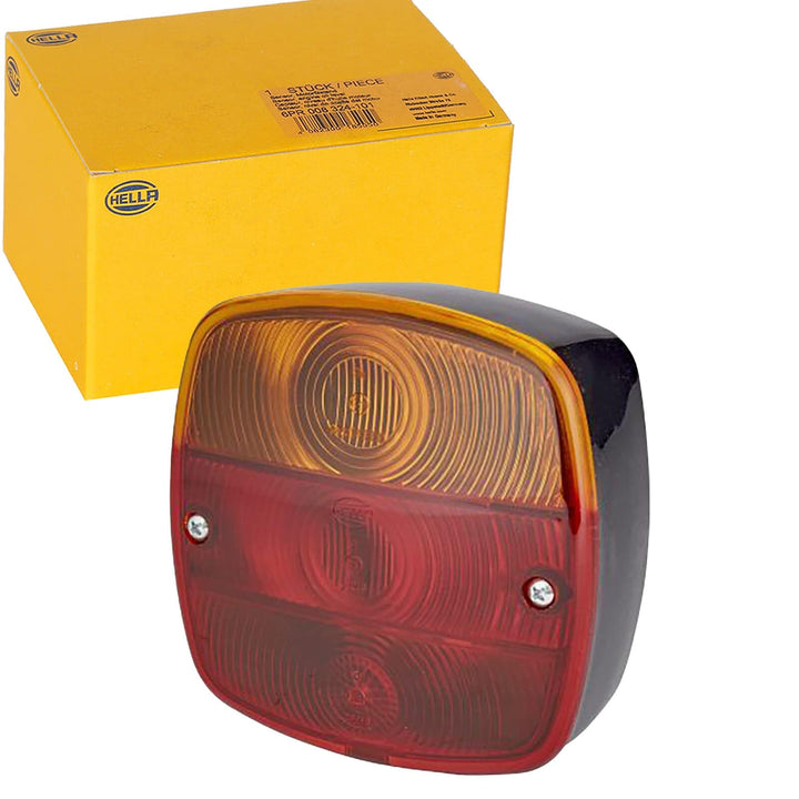 HELLA Rückleuchte - Glühlampe - 12V - Anbau/geschraubt - ECE/nicht SAE - Lichtscheibenfarbe: rot/gel