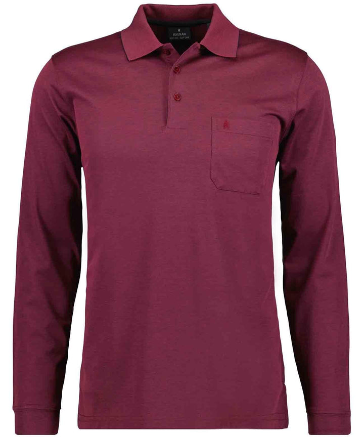 RAGMAN Herren Softknit-Polo mit Brusttasche, Langarm M Beere-620, M Beere-620
