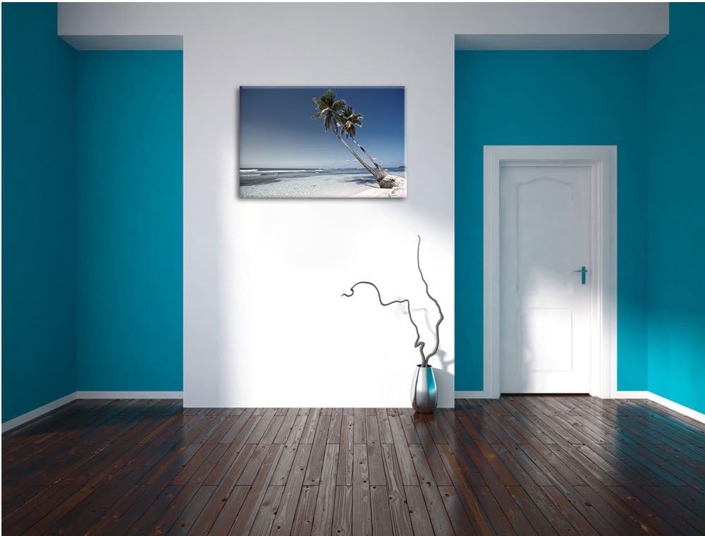 zwei Palmen ragen über das Wasser schwarz/weiss Format: 100x70 auf Leinwand, XXL riesige Bilder fert