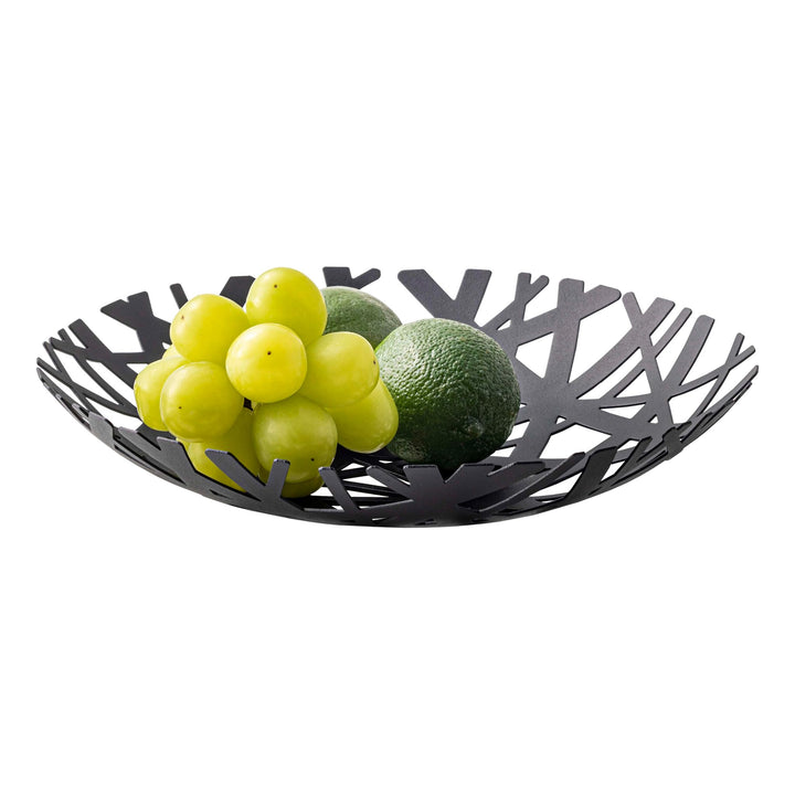 Yamazaki 2498 TOWER Obstschale, Schwarz, Stahl, Minimalistisch, 26 x 26 x 4,5 cm, Schwarz