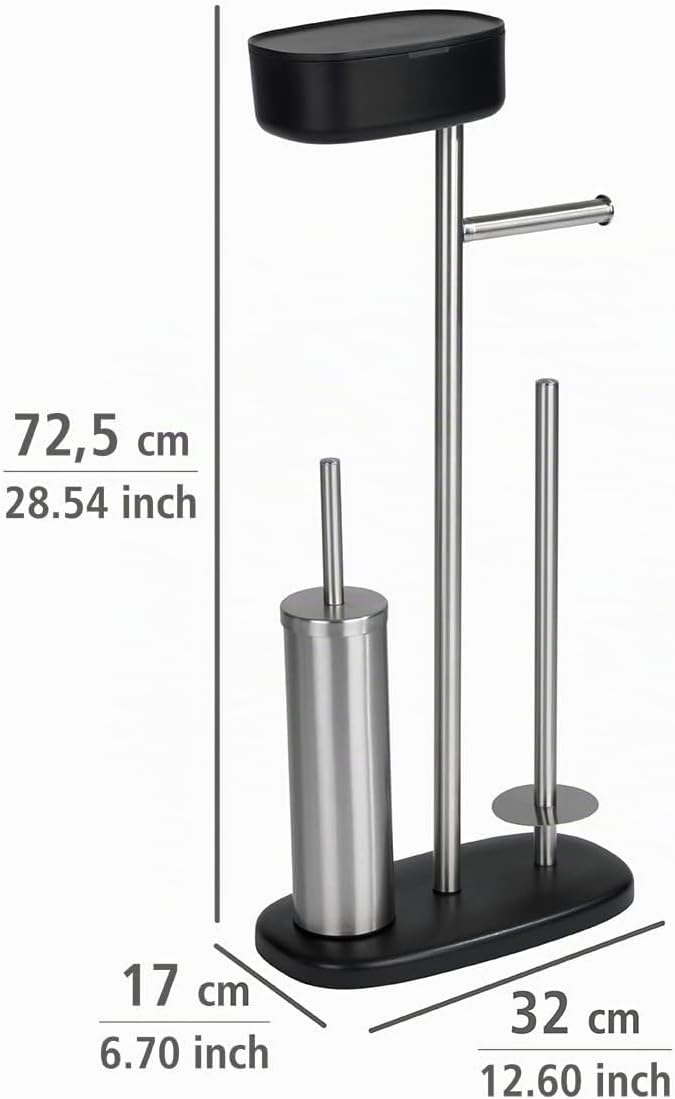 WENKO Stand WC-Garnitur mit Box Rivazza, mit integriertem Toilettenpapierhalter, WC-Bürstenhalter, E