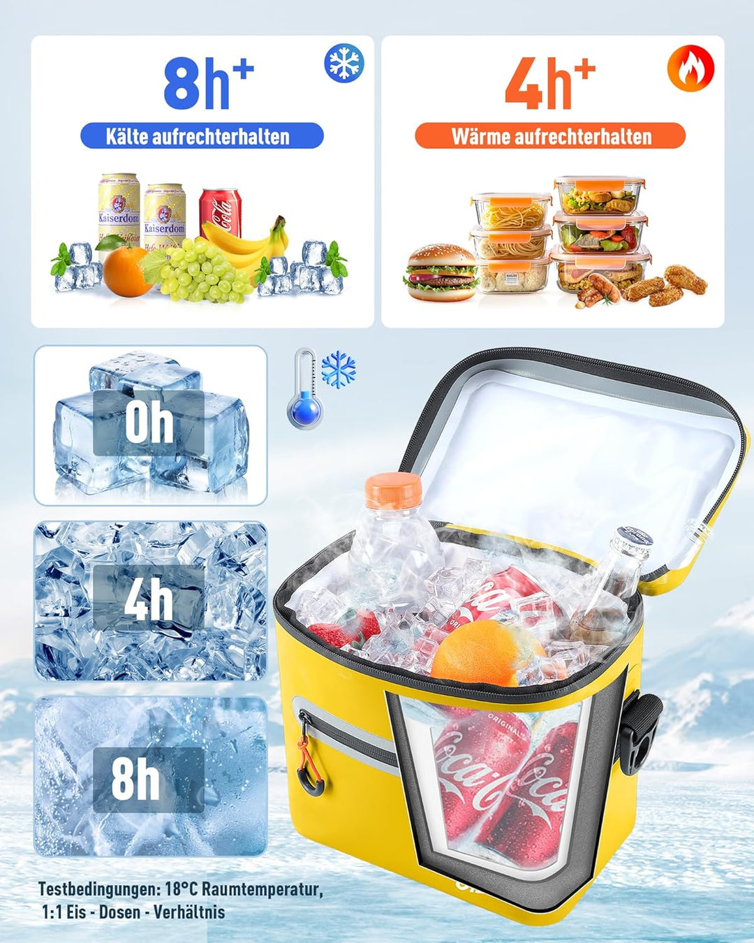 Kühltasche 7/14/24L - Isoliert & Wasserdicht | Tragbare Mini-Kühltasche mit Thermo-Iso-Schicht | Lei