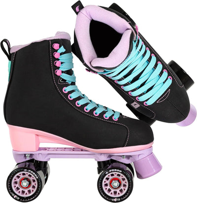 Chaya Roller Skates Melrose Black Pink für Damen in Schwarz/Lila, 61mm/78A Rollen, ABEC 7 Kugellager