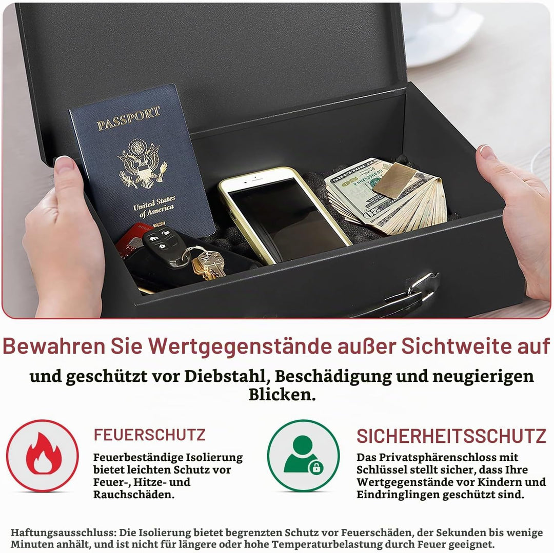 Honeywell 6104 Tresor Feuerhemmender Minisafe Dokumentenkassette, 5 L mit Schlüsselschloss