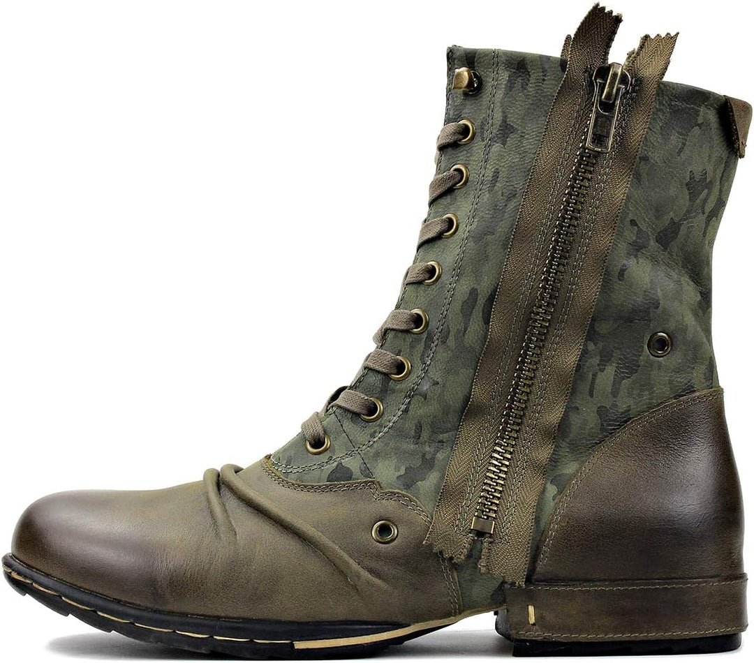 Herren Stiefel aus Leder Rindsleder mit Gummisohle Biker Motorrad Boots Männer Stiefeletten CD-5008-