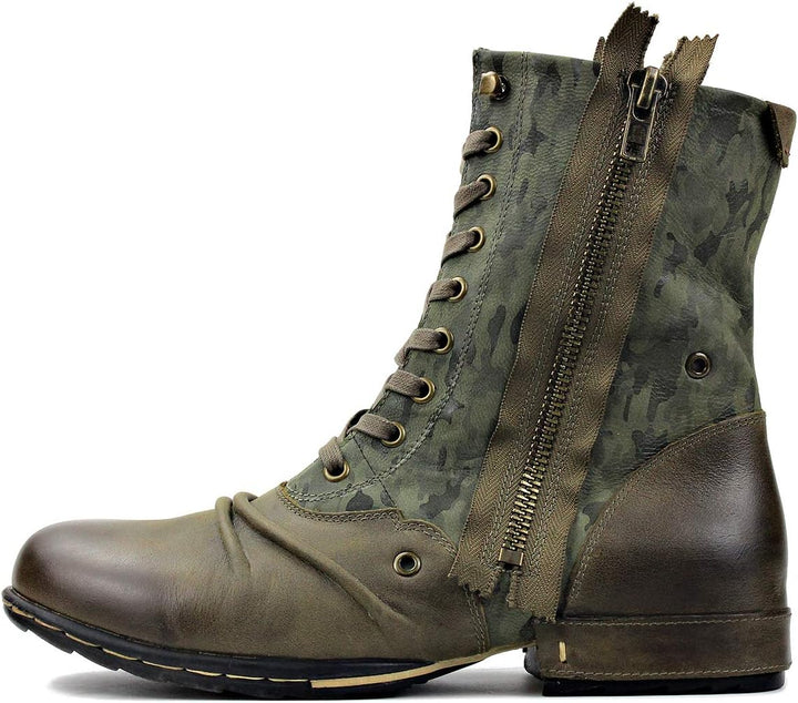 Herren Stiefel aus Leder Rindsleder mit Gummisohle Biker Motorrad Boots Männer Stiefeletten CD-5008-