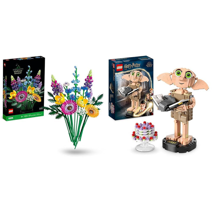 LEGO 10313 Icons Wildblumenstrauss Set, Künstliche Blumen mit Mohn und Lavendel & 76421 Harry Potter