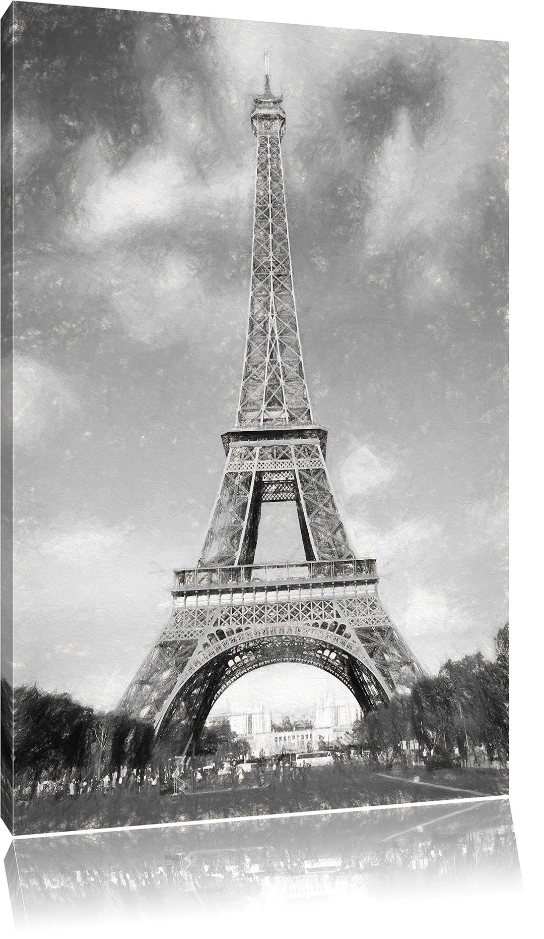 Pixxprint Eifelturm in Paris als Leinwandbild/Grösse: 100x70 cm/Wandbild/Kunstdruck/fertig bespannt,