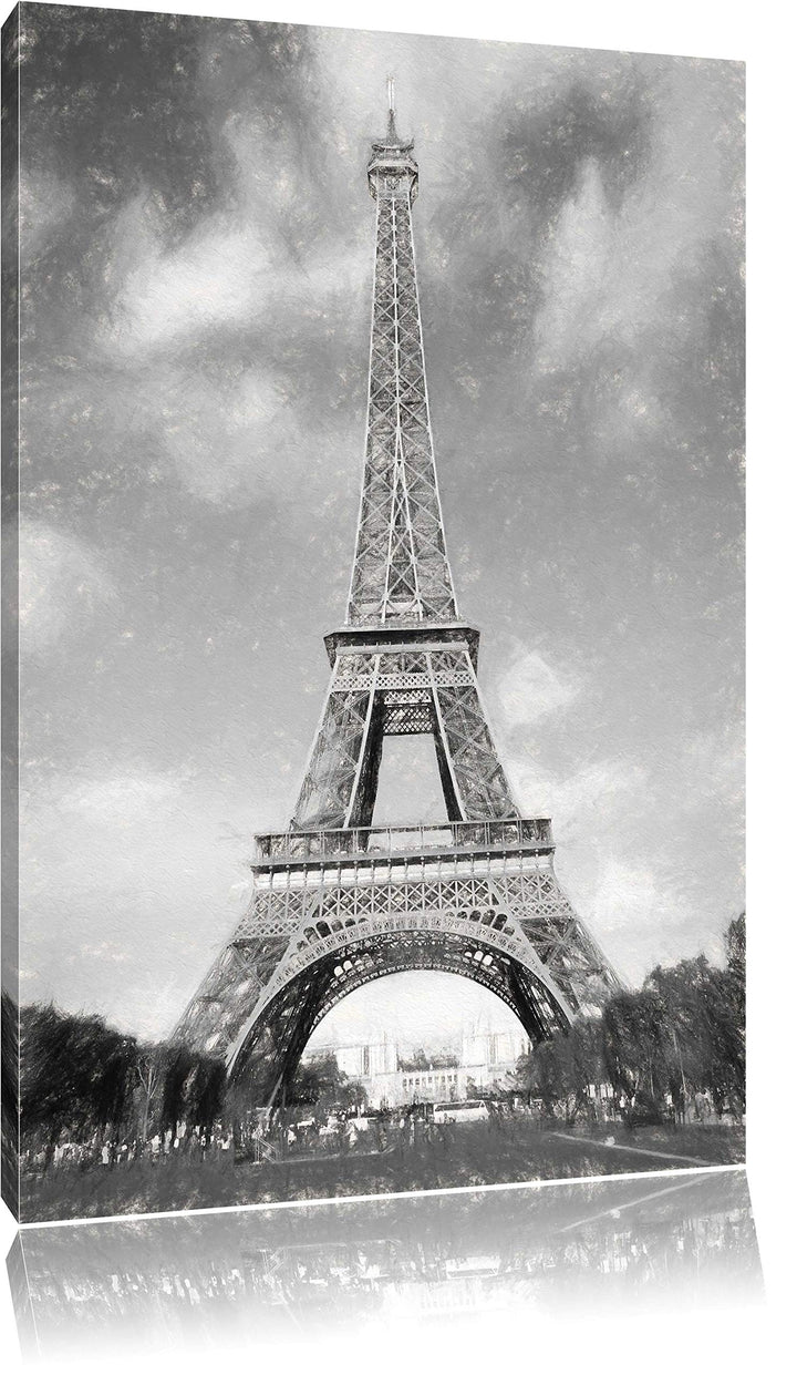 Pixxprint Eifelturm in Paris als Leinwandbild/Grösse: 100x70 cm/Wandbild/Kunstdruck/fertig bespannt,